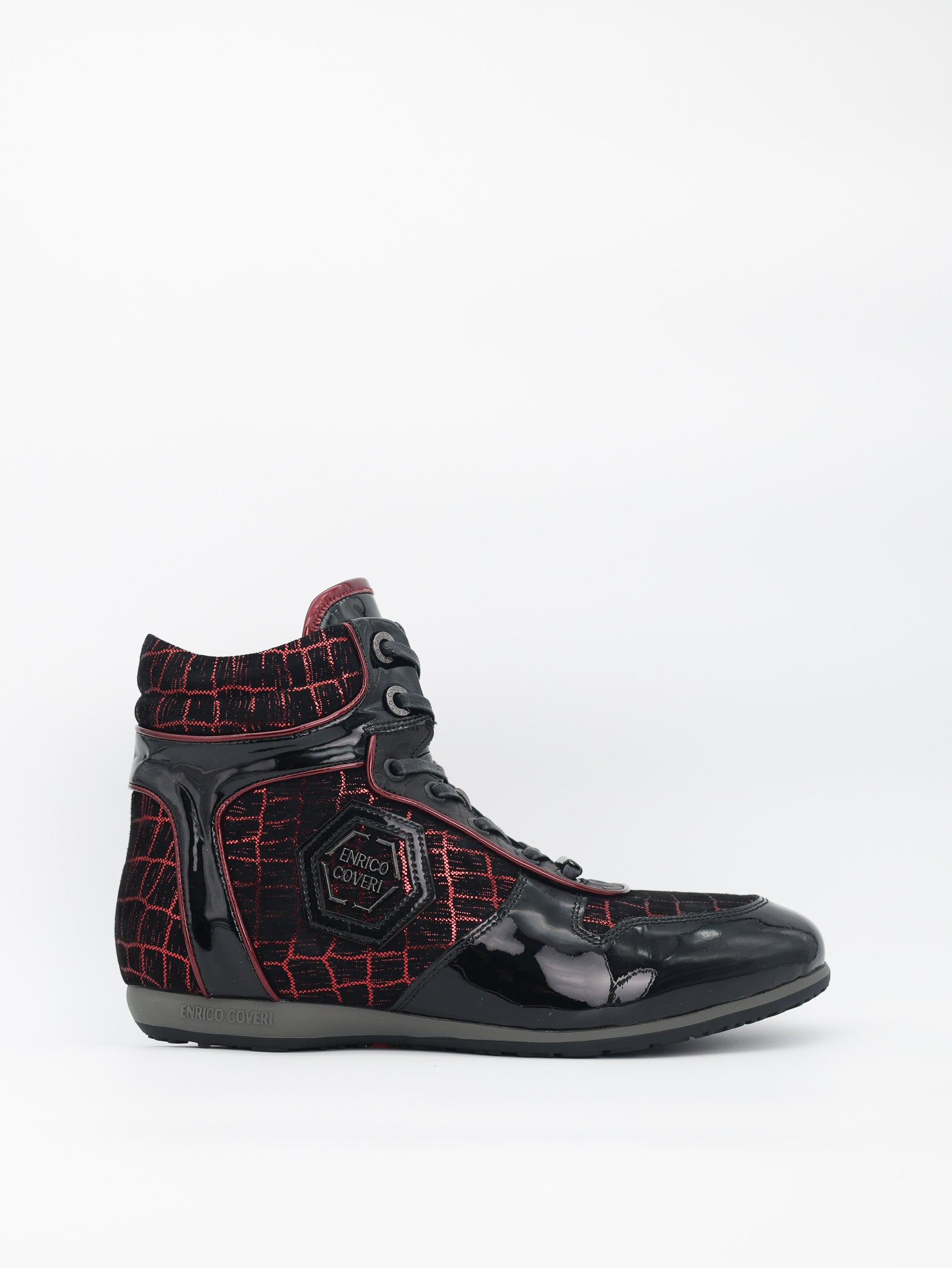 Enrico Coveri Boot Patent High Top Red-Black